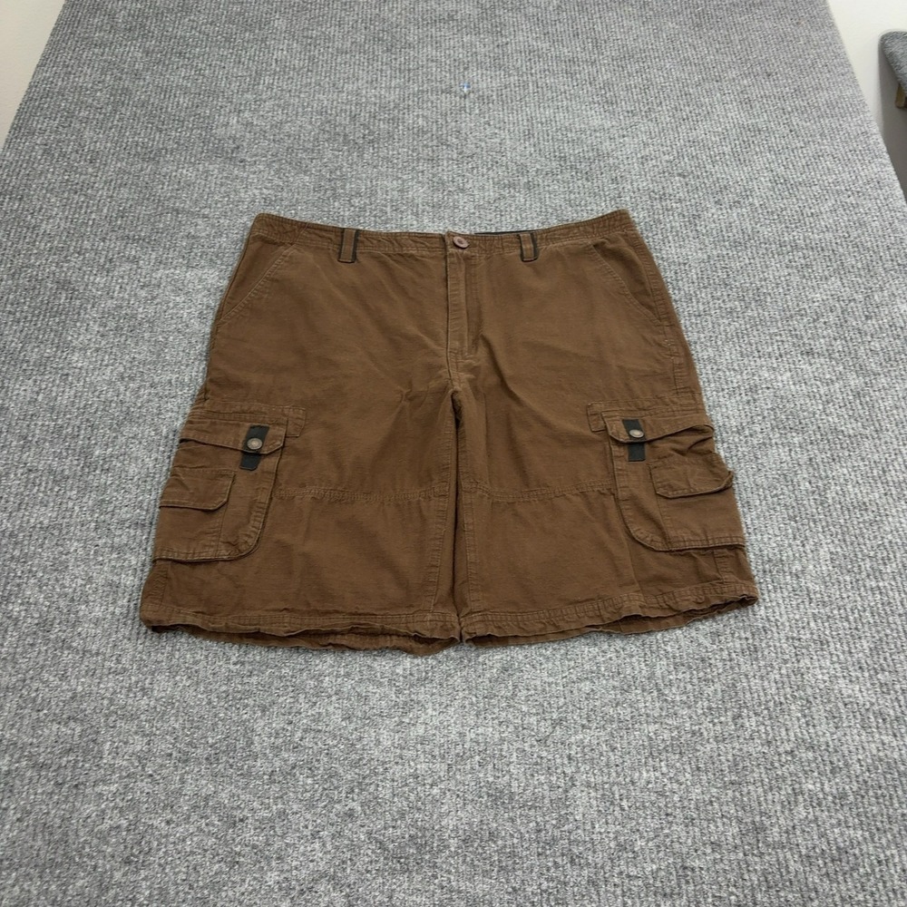 Stanley Cargo Shorts Mens 36 Brown Cotton Ripstop Multi Pocket Workwear Utility